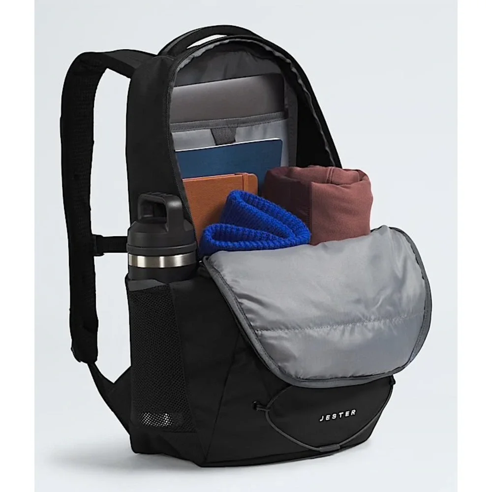 The North Face Jester Backpack Black Laptop Sleeve School Travel New NWT